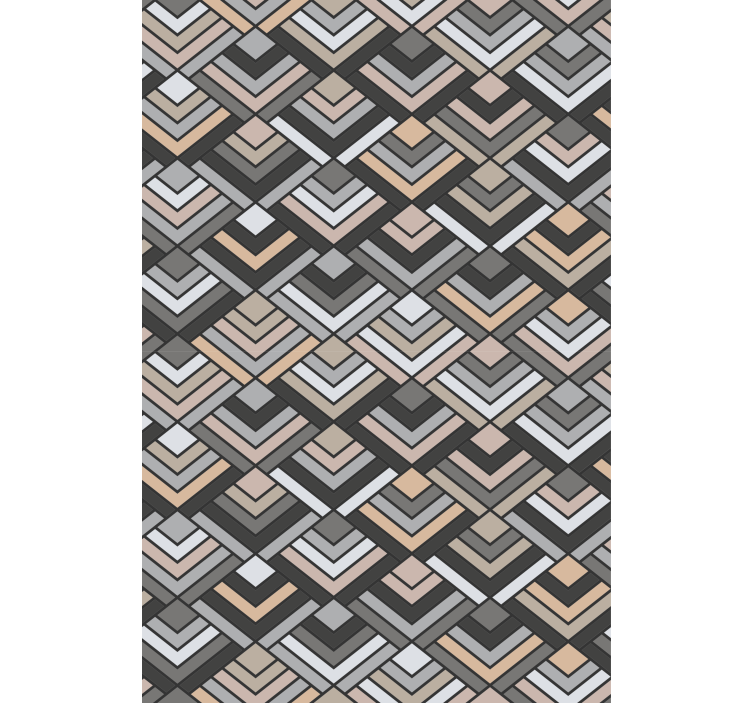 Geometric wallpaper layered chevron patterns - TenStickers