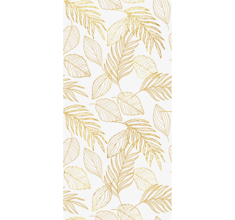 Nature wallpaper in white with golden leaves - TenStickers