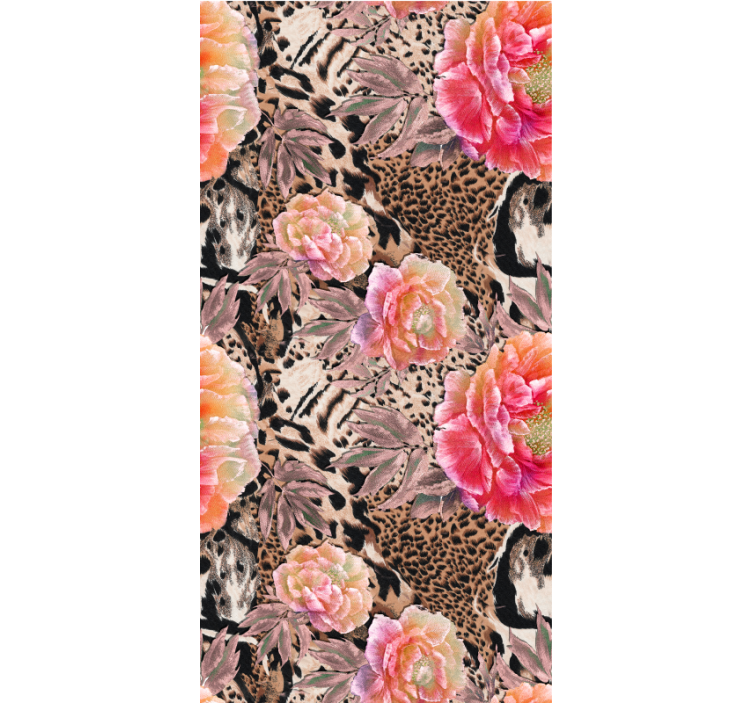 Nature wallpaper floral leopard print - TenStickers