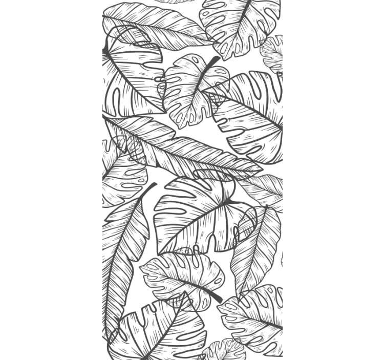 Nature wallpaper big leaves outline design - TenStickers