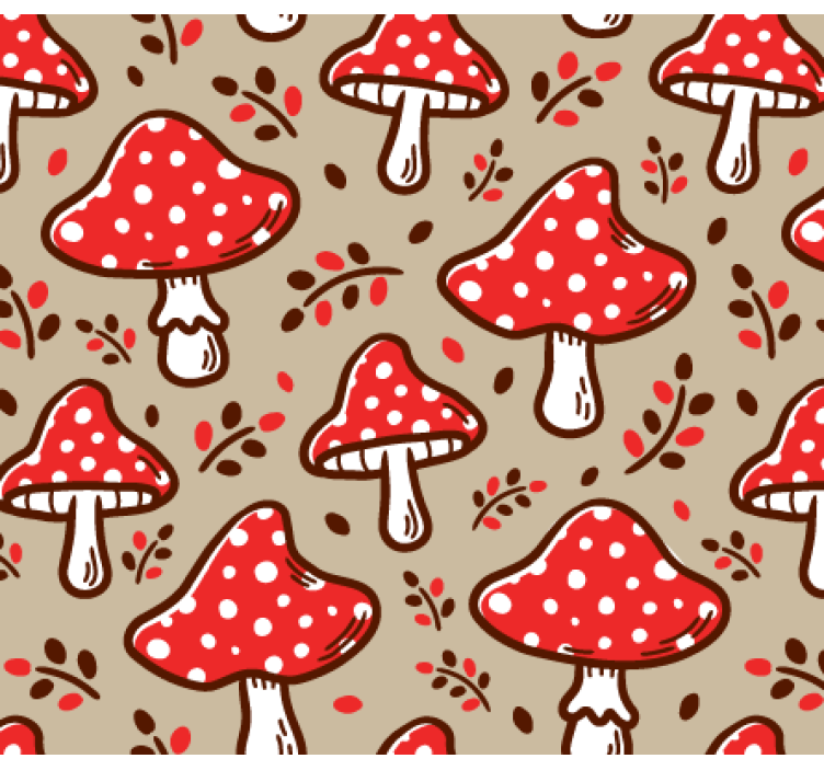Nature wallpaper featuring typical mushrooms beige - TenStickers