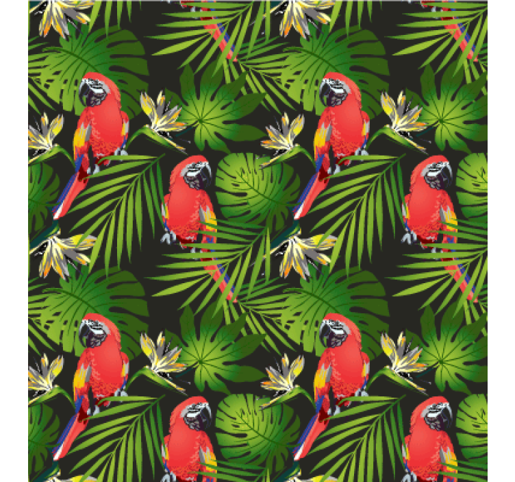 Nature wallpaper tropical parrots greenery - TenStickers