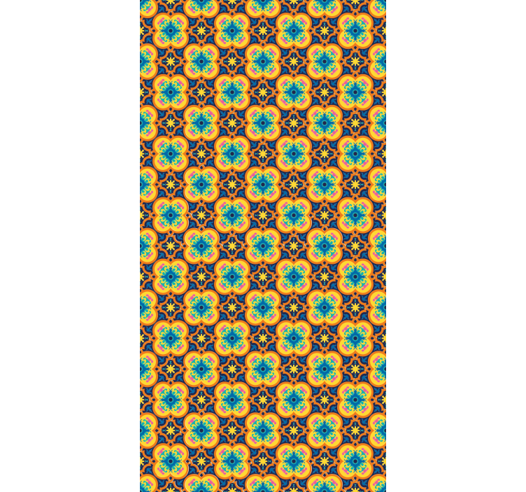 Textured wallpaper yellow and blue boho design - TenStickers