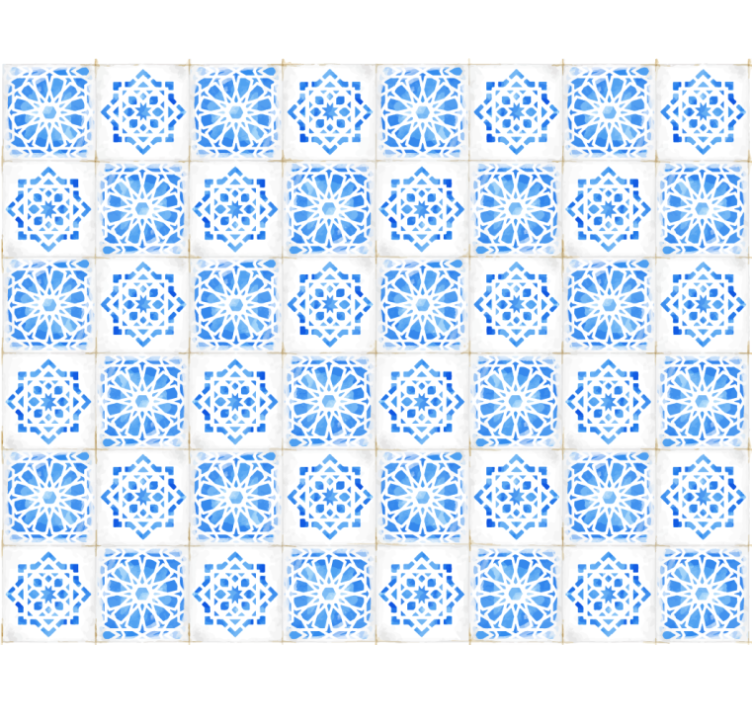 Tile wallpaper with intricate blue designs - TenStickers