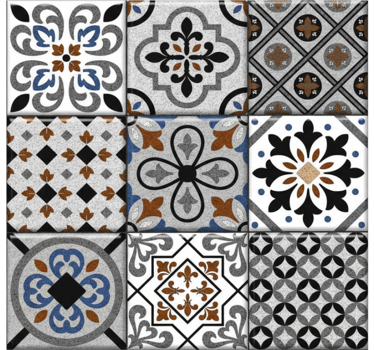 Tile wallpaper moroccan dark pattern - TenStickers