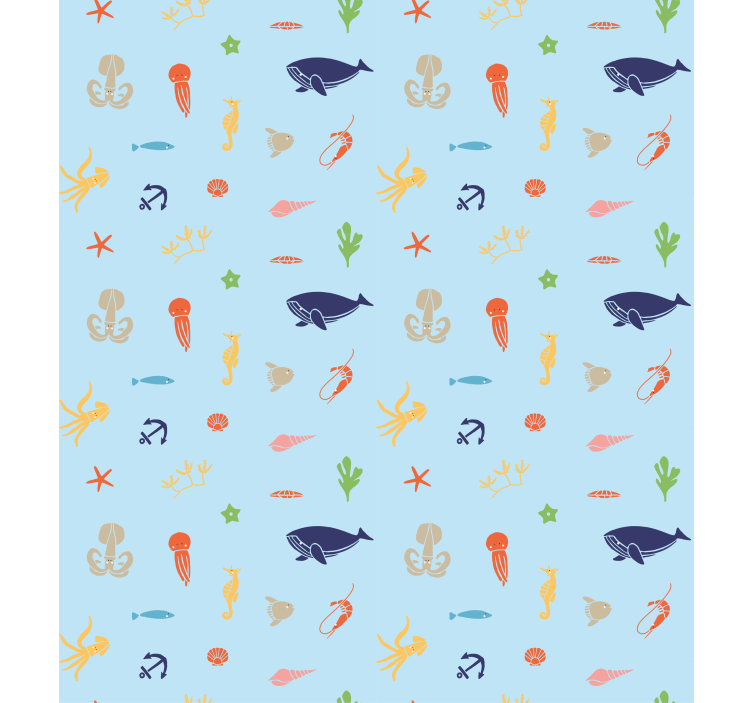 Kids wallpaper minimalistic sea creatures - TenStickers