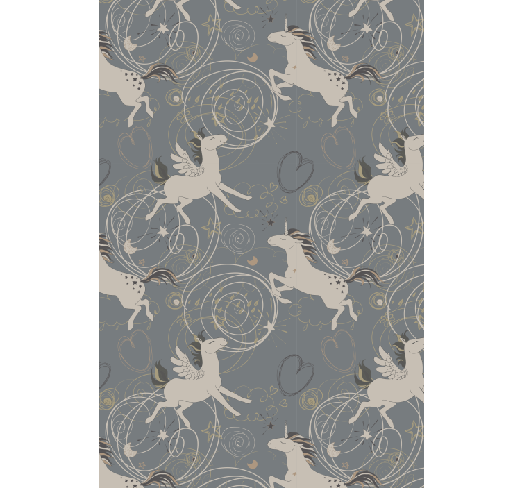 Kids wallpaper pegasus unicorns on dark background - TenStickers