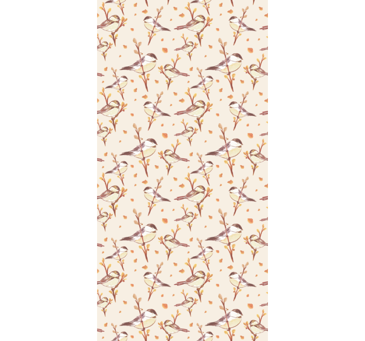 Kids wallpaper aquarella birds on branches - TenStickers