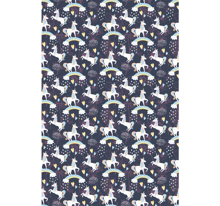 Kids wallpaper floral pink unicorns - TenStickers