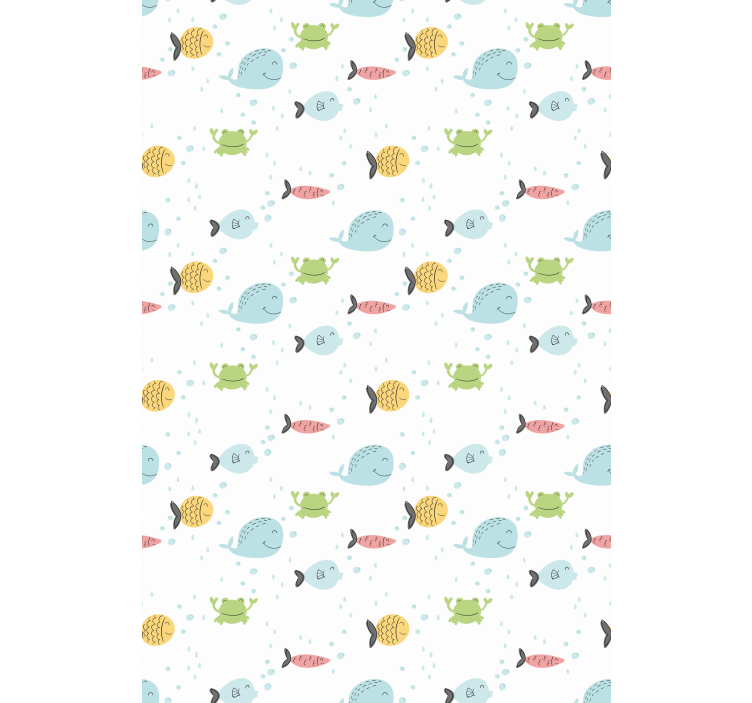 Kids wallpaper colorful fishes on white background - TenStickers