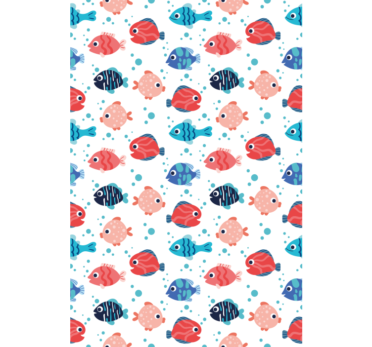 Kids wallpaper featuring pink and blue fishes - TenStickers
