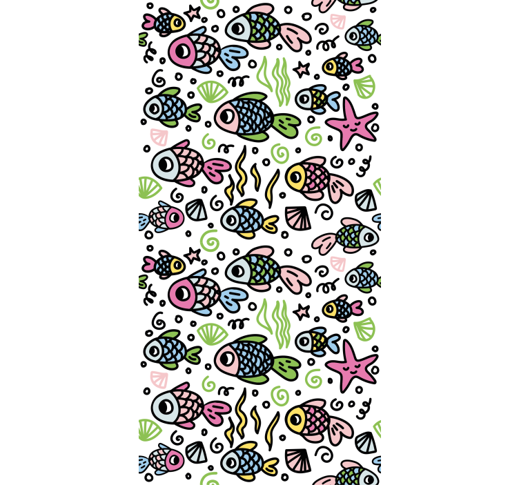 Kids wallpaper with multicolor fish pattern - TenStickers