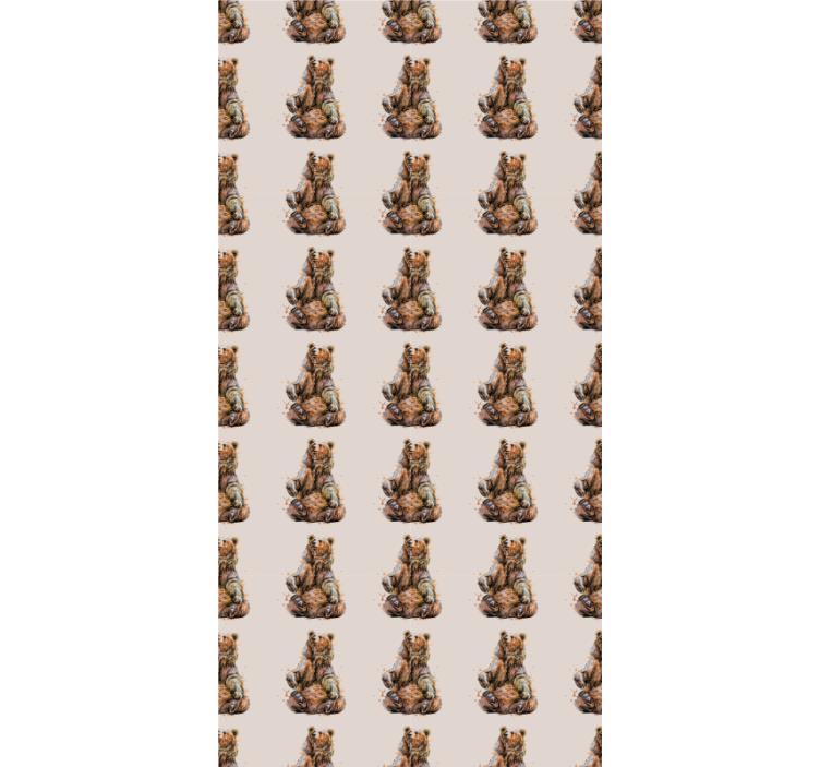Kids wallpaper brown bear - TenStickers