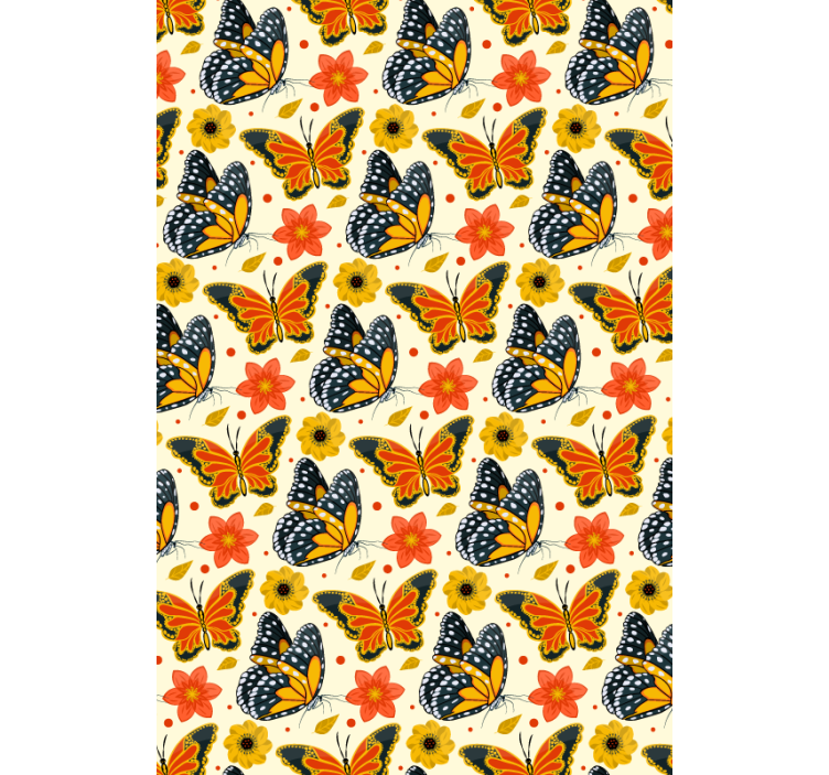 Kids wallpaper butterflies floral design - TenStickers