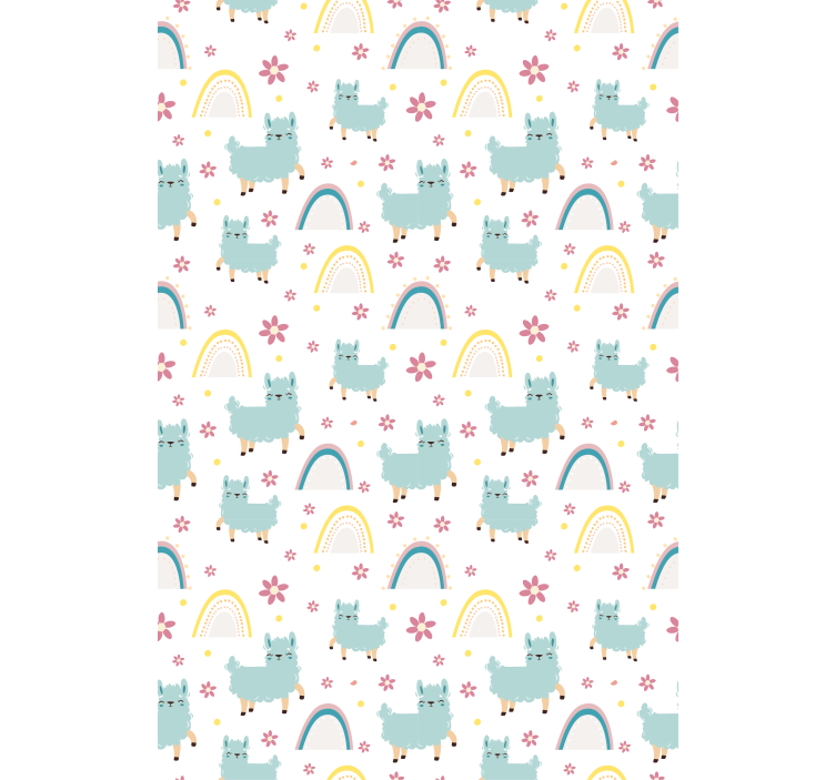 Kids wallpaper cute llamas and rainbows - TenStickers