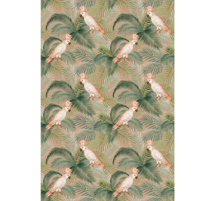 Kids wallpaper cockatoo and leaves design - TenStickers