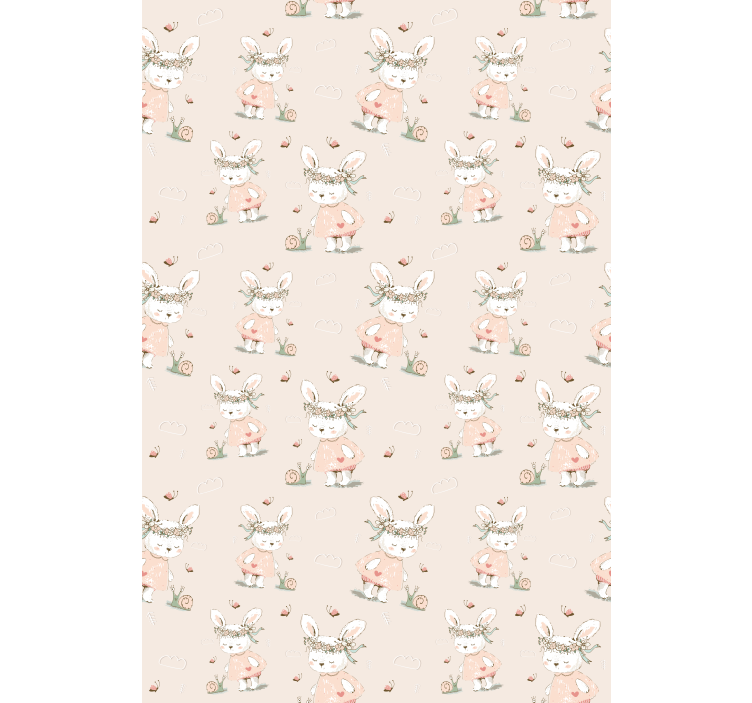 Kids wallpaper featuring adorable bunny characters - TenStickers