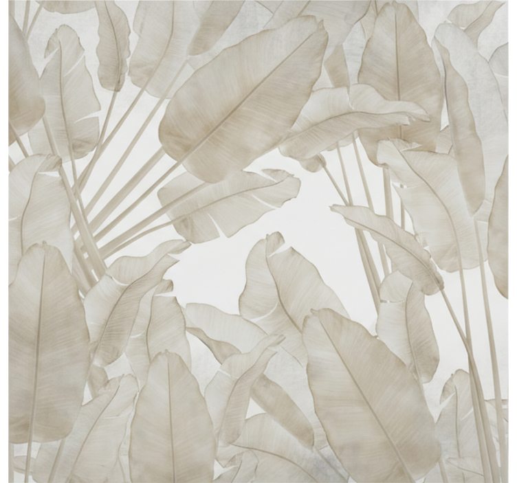 Living room wallpaper beige banana leaf - TenStickers