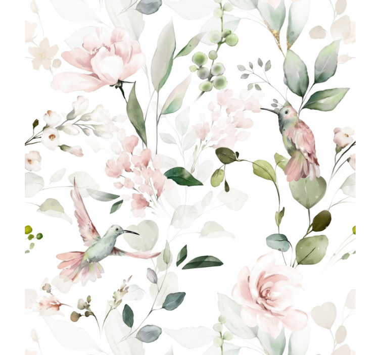 Living room wallpaper soft pastel bird - TenStickers