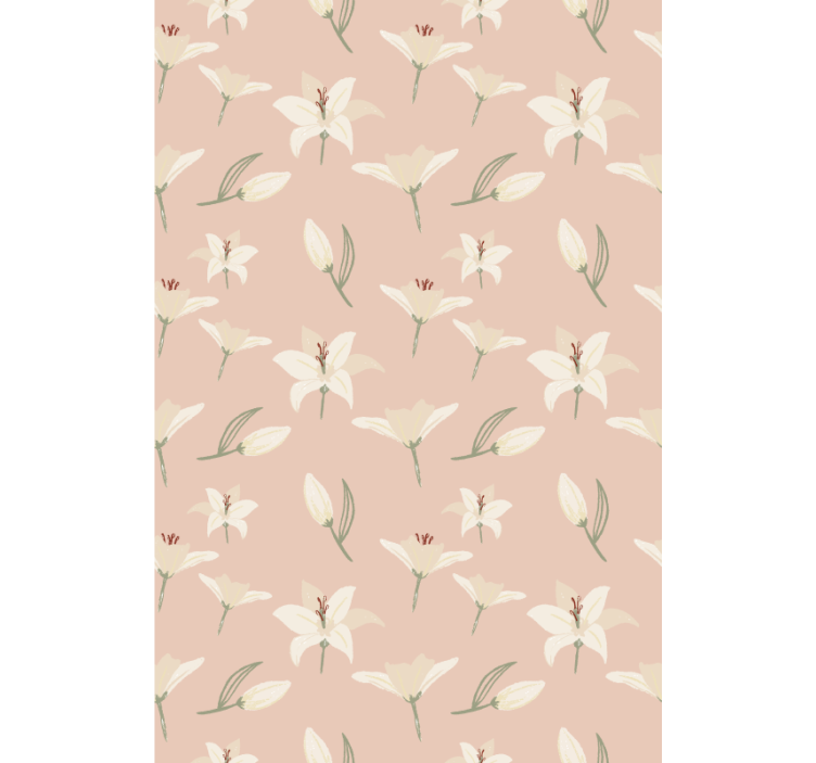 Hallway wallpaper white lily on nude background - TenStickers