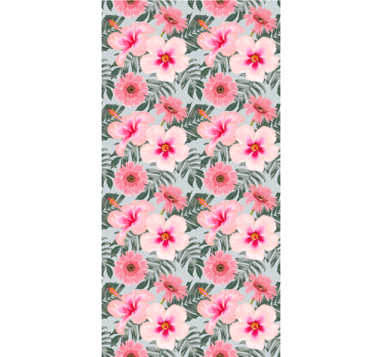 Hallway wallpaper hibiscus and flowers design - TenStickers