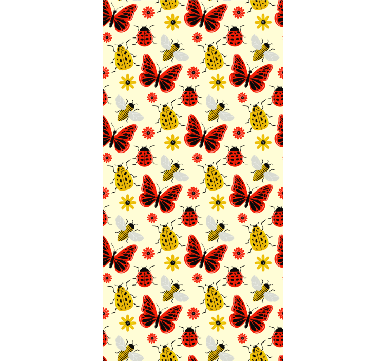 Scandinavian wallpaper colorful minimalistic insect pattern - TenStickers