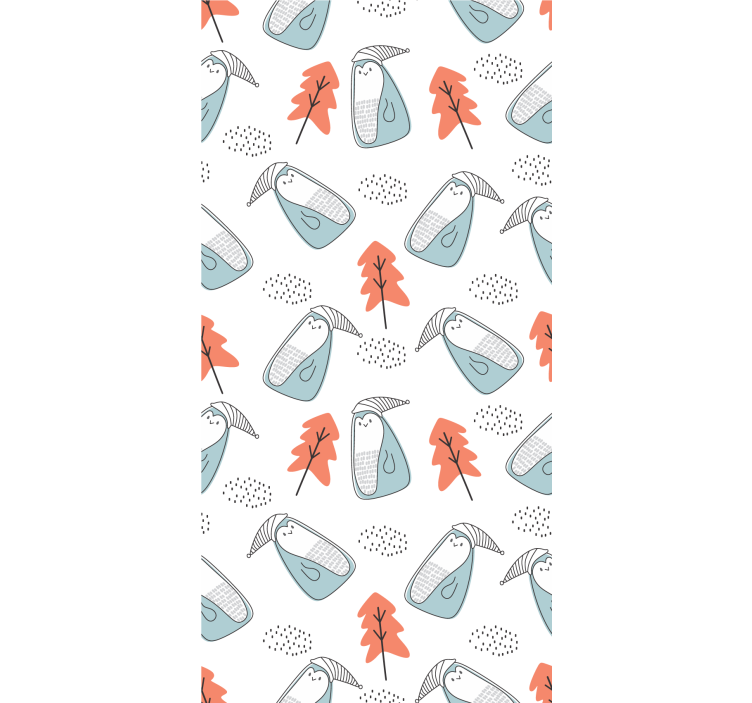 Scandinavian wallpaper cute minimalistic penguins trees - TenStickers