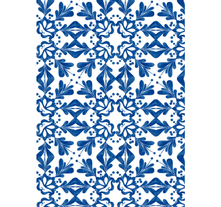 Living room wallpaper blue vintage pattern tile - TenStickers