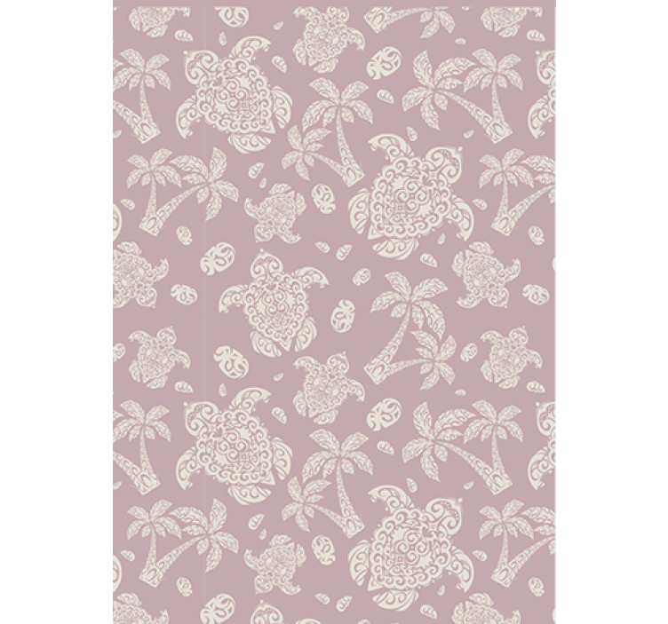 Living room wallpaper hawaiian turtle and palm design - TenStickers