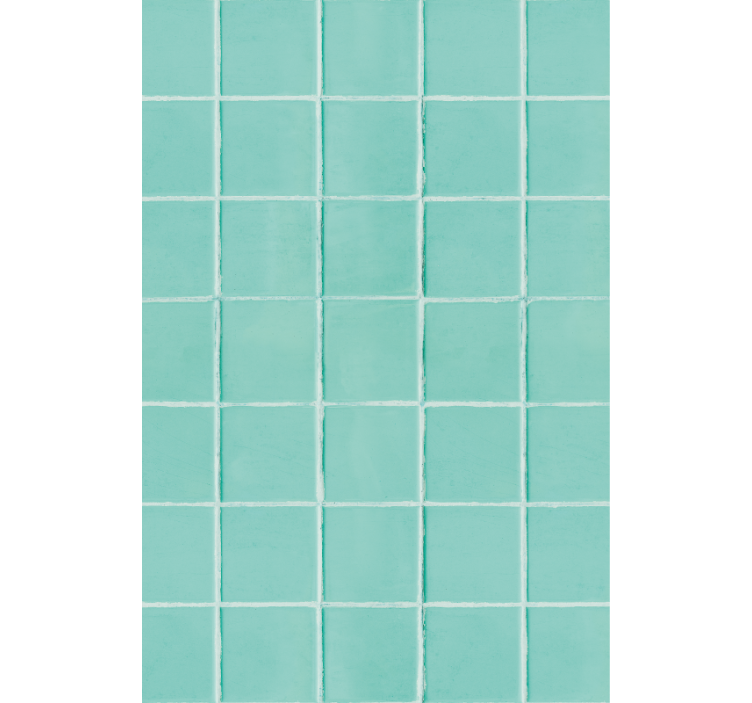 Living room wallpaper in turquoise tiled surface - TenStickers
