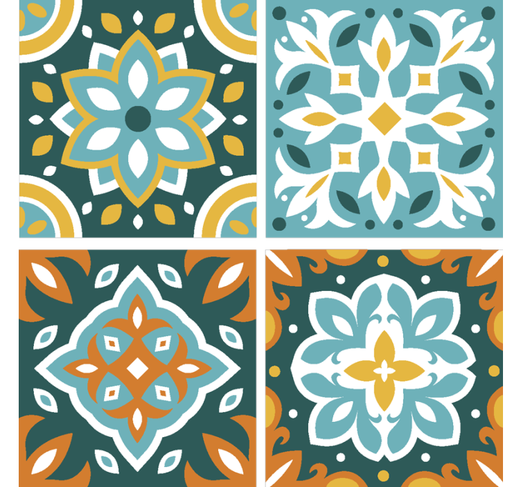 Tile wallpaper turquoise tiles - TenStickers