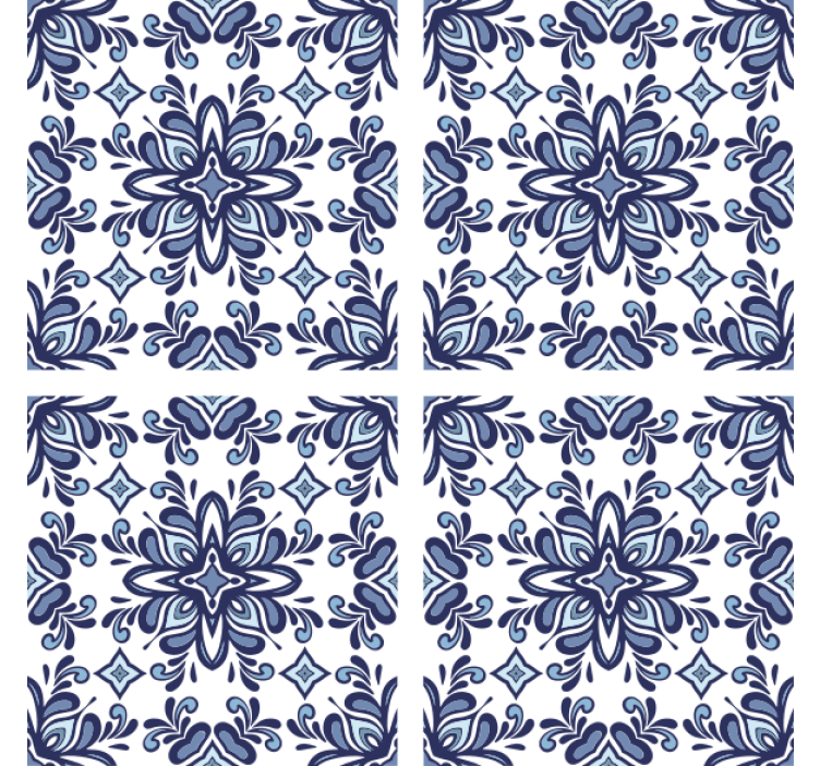 Tile wallpaper in blue moroccan design - TenStickers
