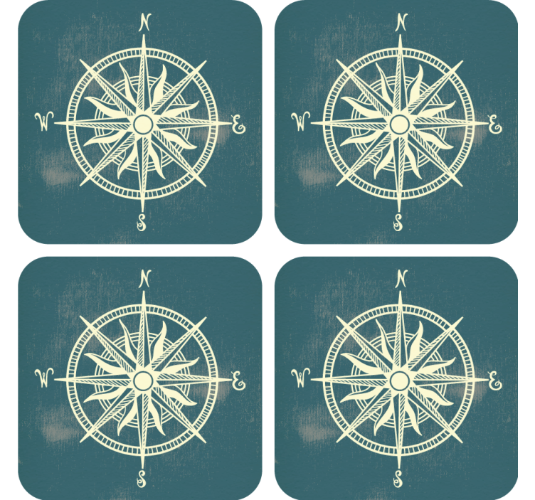 Vintage wallpaper compass on world map - TenStickers