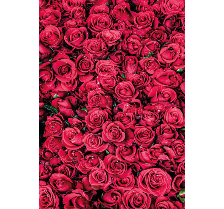 Flower wallpaper with red flowers and textured background - TenStickers