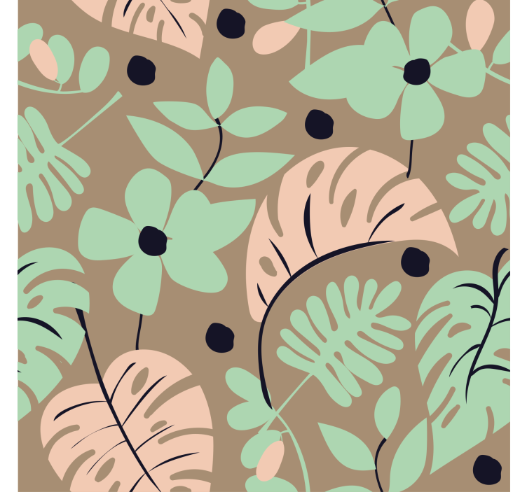 Flower wallpaper in pastel monstera floral design - TenStickers