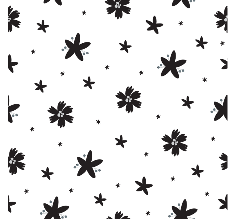 Flower wallpaper in black and white floral design - TenStickers
