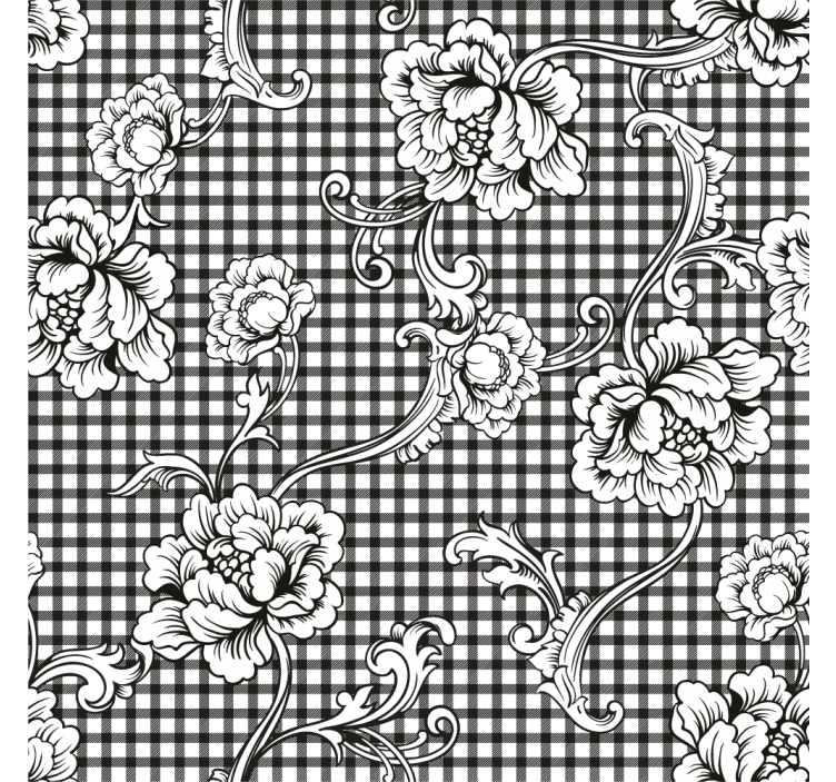 Vintage wallpaper black and white gingham pattern - TenStickers