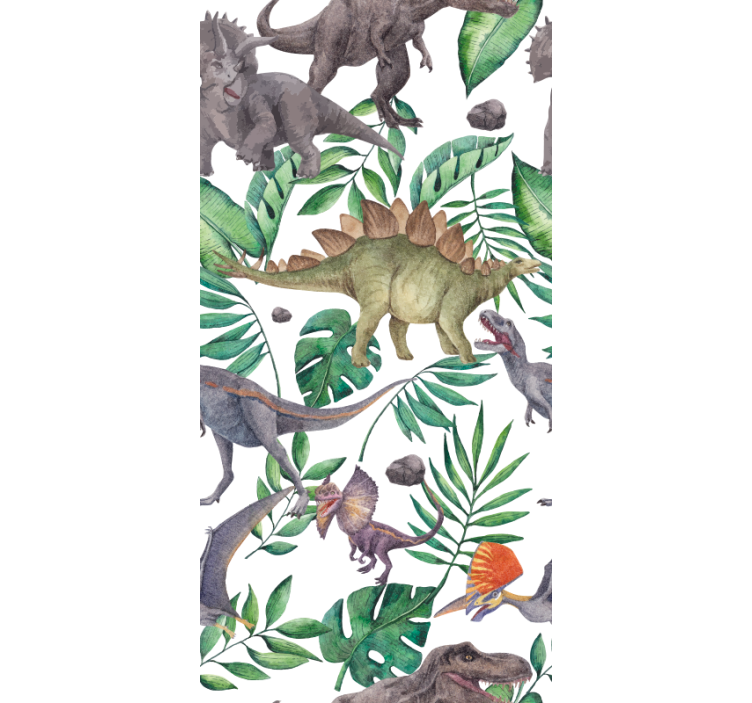 Dinosaurs wallpaper jurassic watercolor design - TenStickers