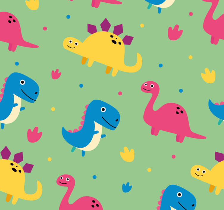 Dinosaurs wallpaper in vibrant style - TenStickers