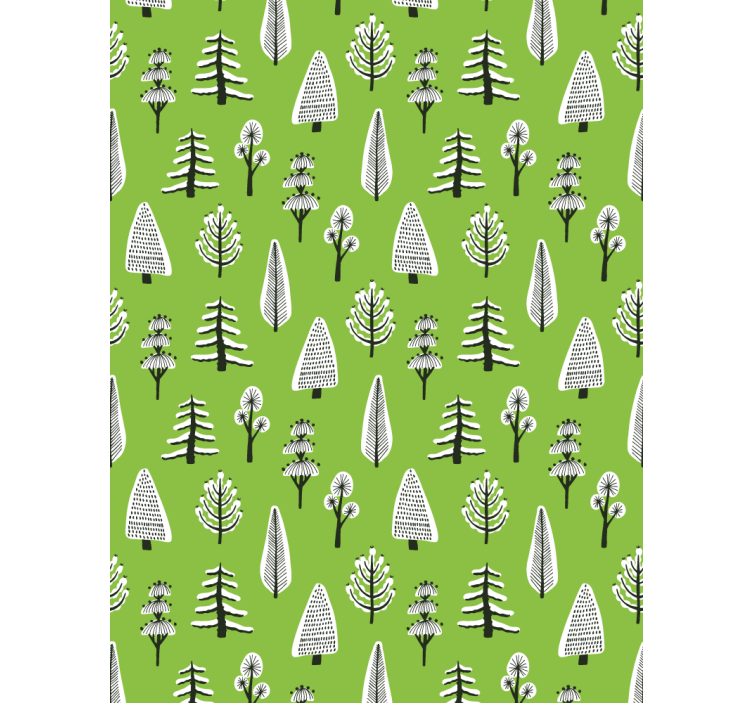 Tree wallpaper featuring various green trees - TenStickers