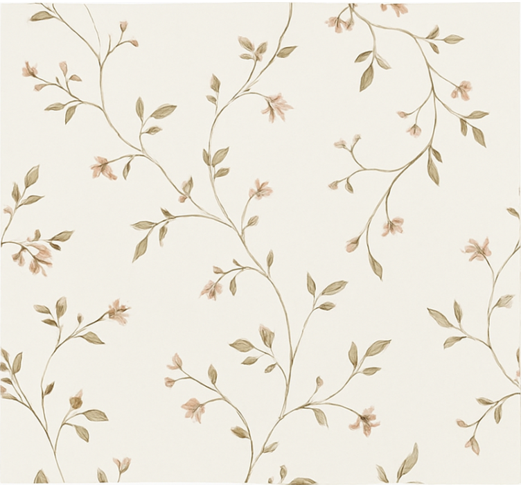 Living room wallpaper with a white floral design - TenStickers