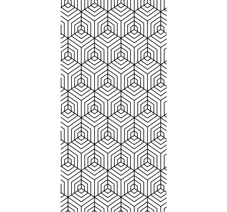 Modern wallpaper black and white hexagons - TenStickers
