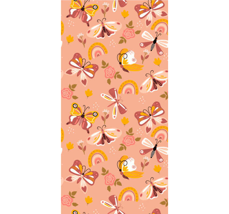 Modern wallpaper with butterflies and rainbows pattern - TenStickers
