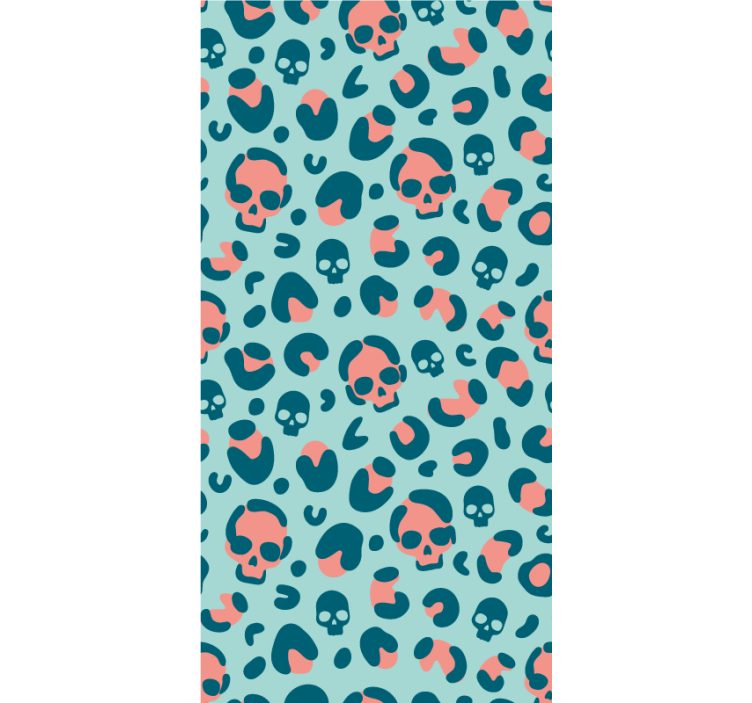 Modern wallpaper in blue and pink skull leopard pattern - TenStickers
