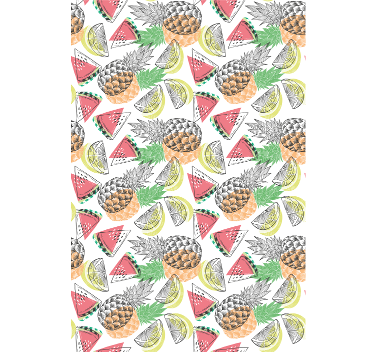Modern wallpaper with a colorful summer fruit pattern - TenStickers