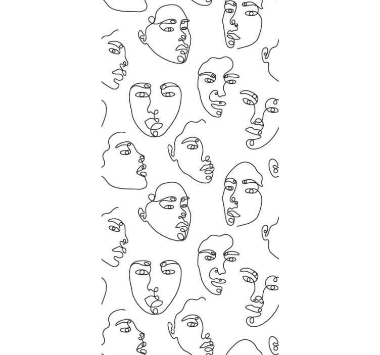Modern wallpaper line art faces design - TenStickers