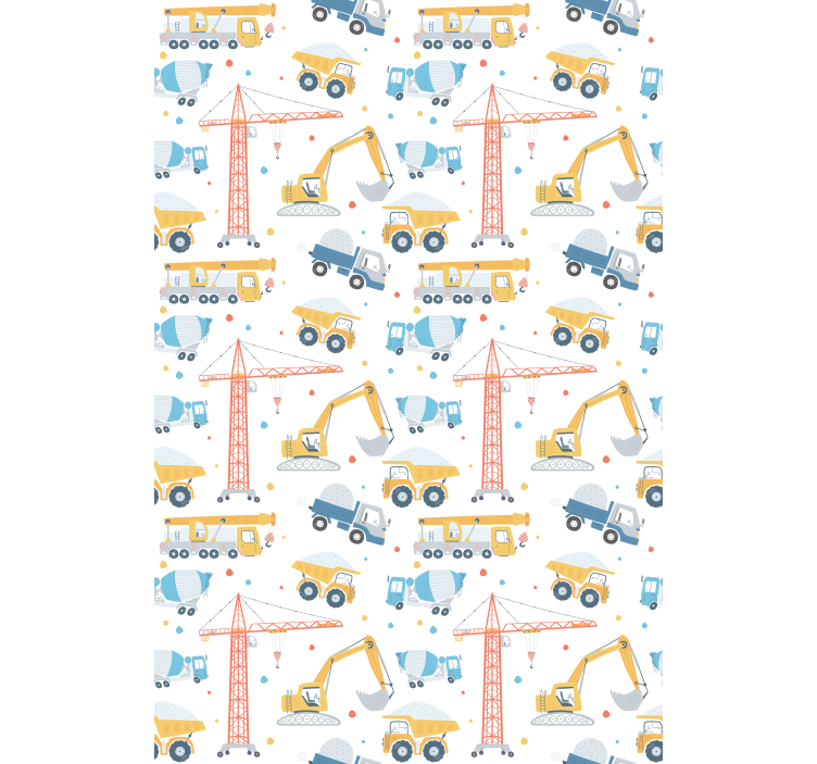 Kids wallpaper featuring fun construction vehicles - TenStickers