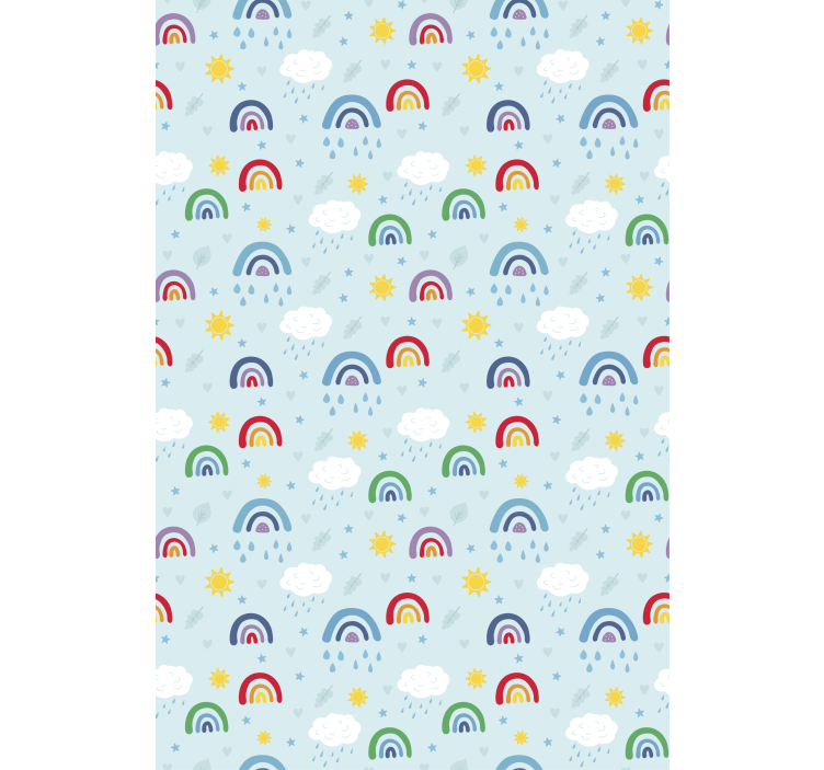 Kids wallpaper blue rainbows and clouds - TenStickers