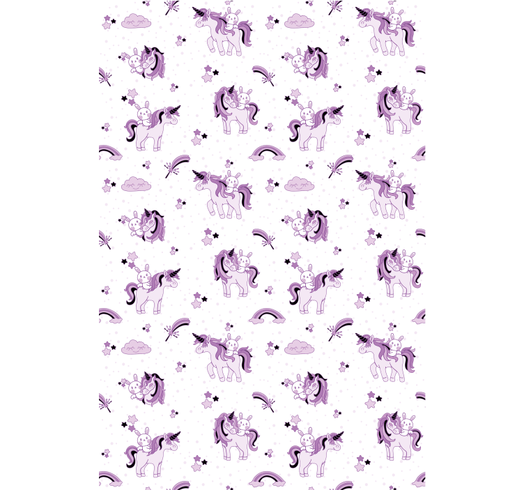 Kids wallpaper fantasy purple unicorns - TenStickers