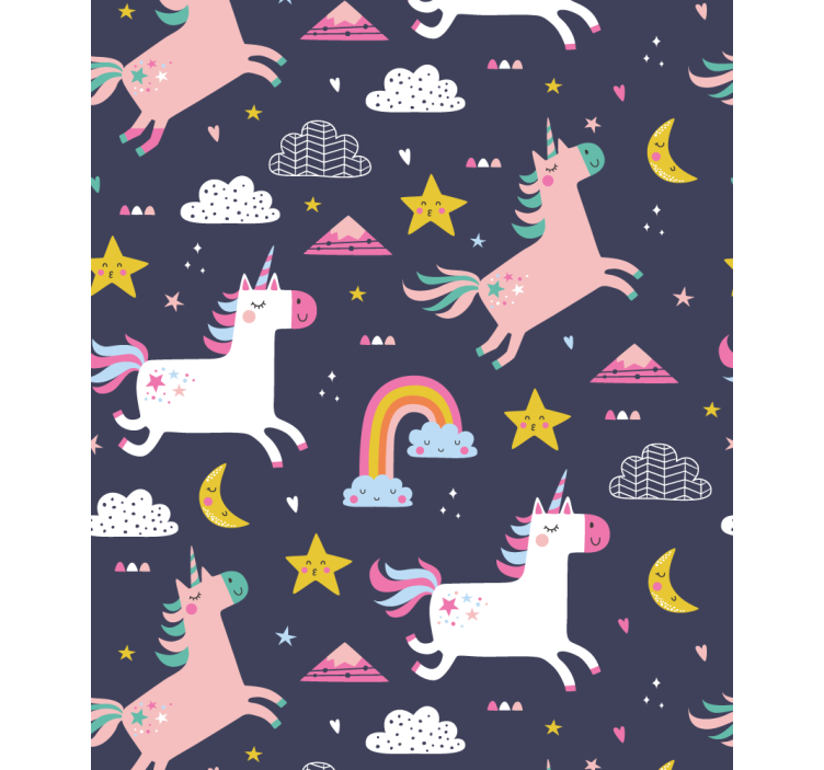 Kids wallpaper with unicorns and stars - TenStickers